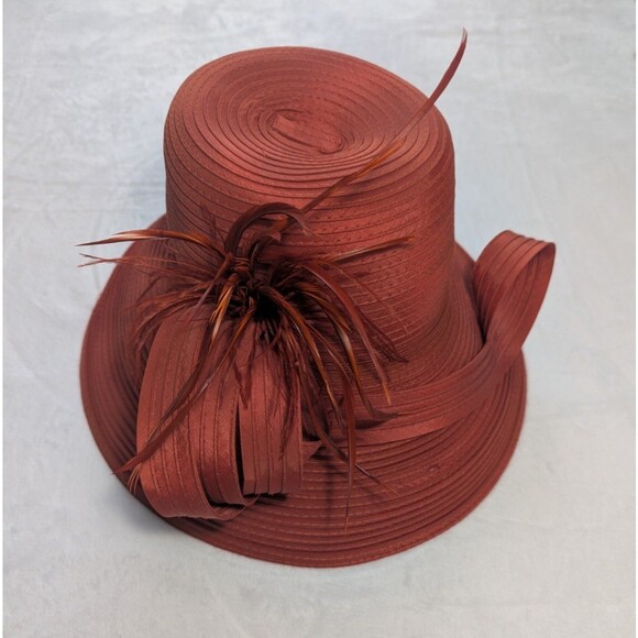 Giovannio of NY VTG Dress Hat Womens One Size Red Wide Brim Church Derby Formal main image 8